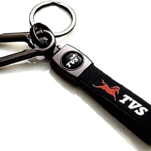 TVS Branded Metal & Leather Keychain – Premium Bike Key Holder