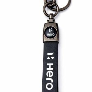 Hero Branded Metal & Leather Keychain – Premium Bike Key Holder