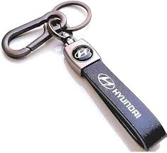 Hyundai Branded Metal & Leather Keychain – Premium Car Key Holder