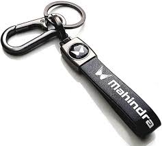 Mahindra Branded Metal & Leather Keychain – Premium Car Key Holder